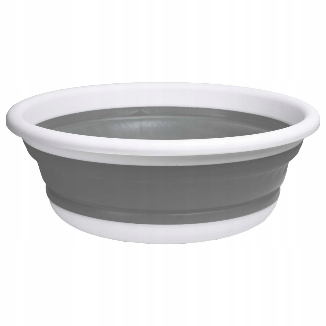SKŁADANY KOSZ NA PRANIE MISKA SILIKONOWA WANIENKA 37 CM 9 L SZARA