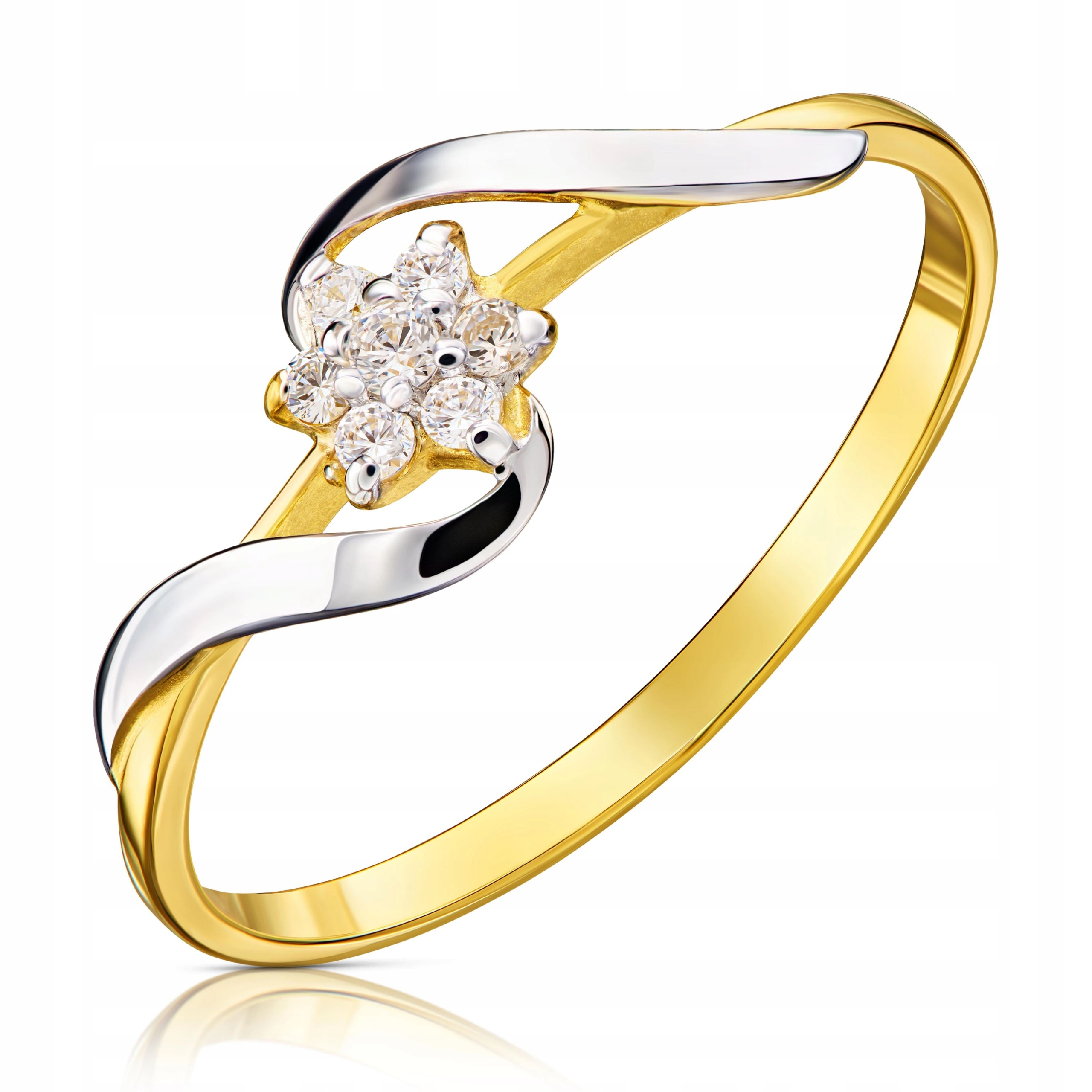 Zlatý Prstýnek 585, Květina Se Zirkony, Fantazijní Propletený VEL.20