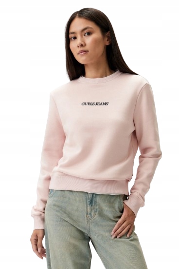 Guess Mikina Růžová S Logem Klasika Bavlna S I3A