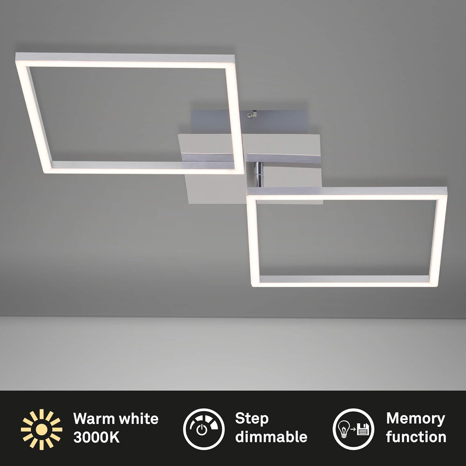 Oprawa Frame Briloner LED Chrom-Aluminium 32 W z Funkcją Pamięci 2600 l Marka Briloner