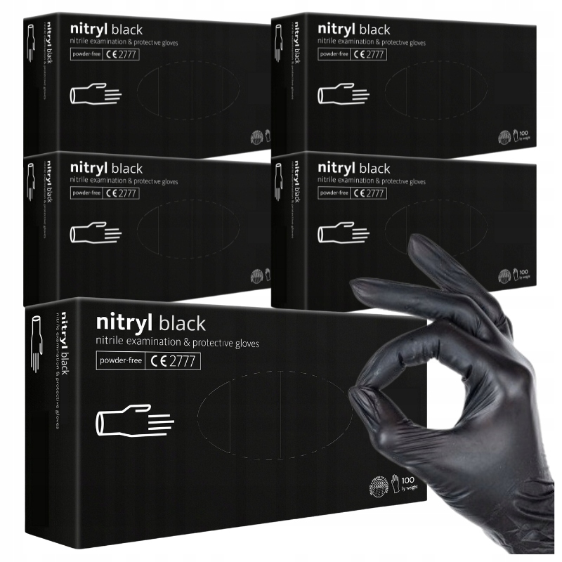 Rękawiczki Nitrylowe bezpudrowe medyczne jednorazowe czarne Mocne 500szt M