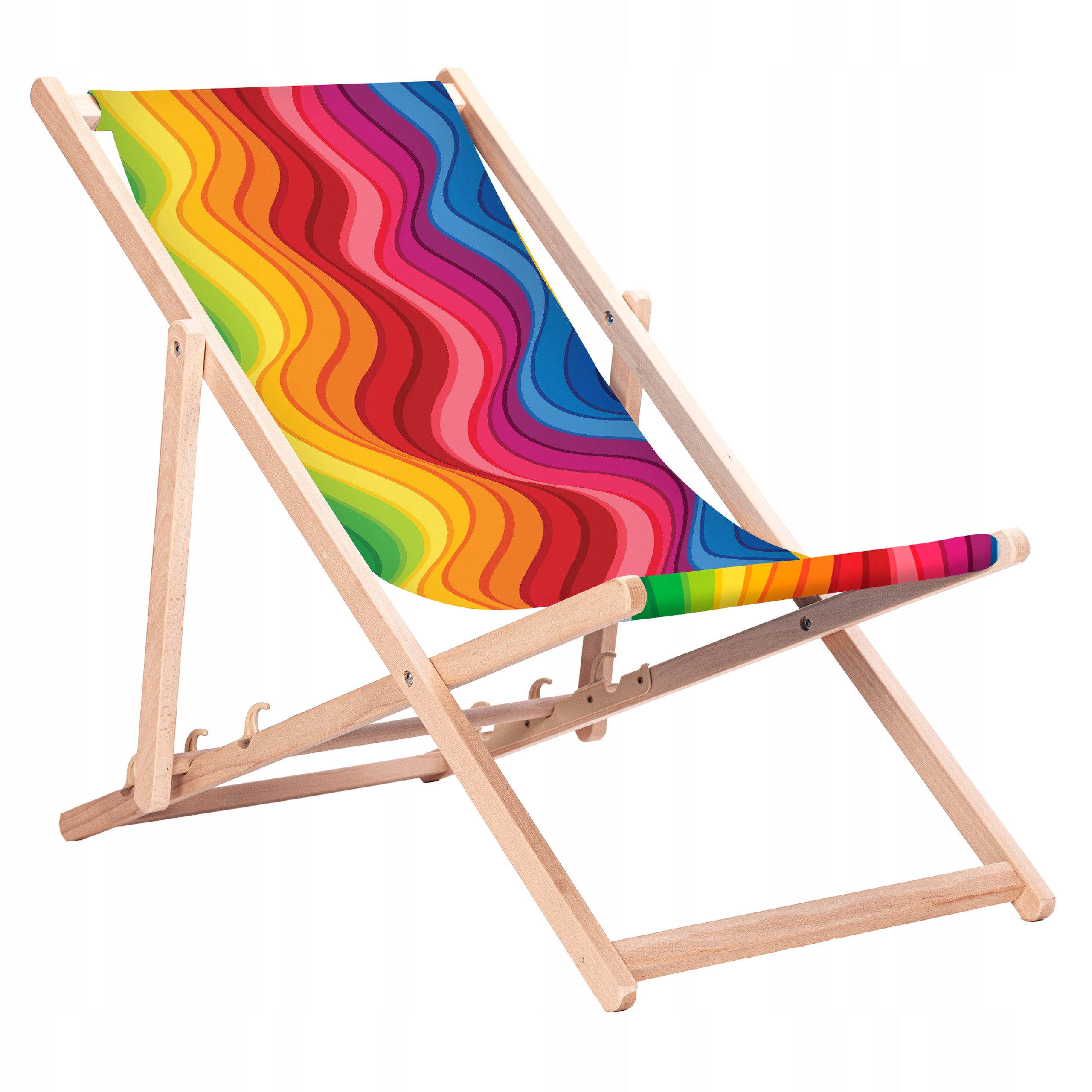 Leżak drewniany z nadrukiem Tęczowe fale KN05