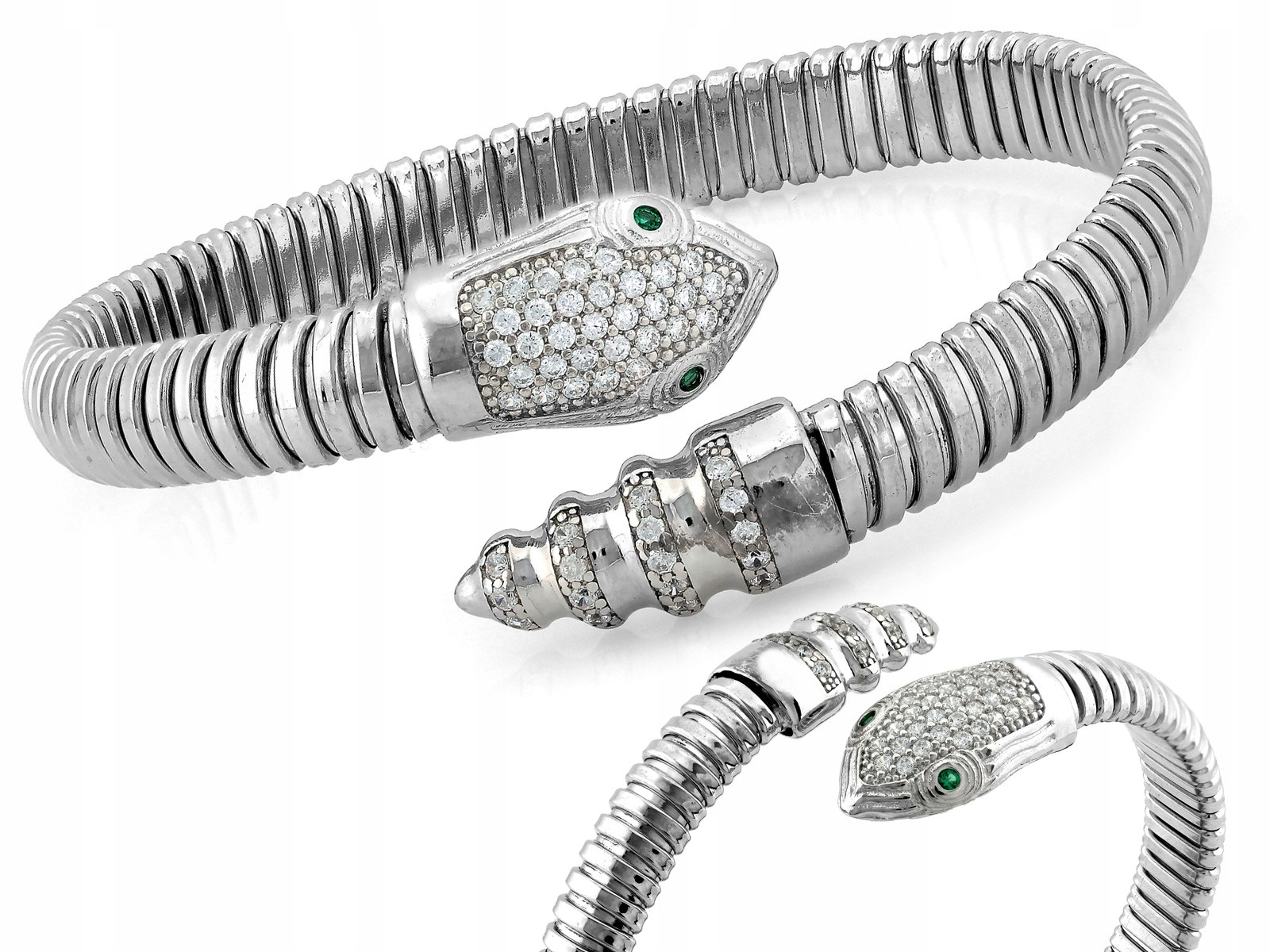 Dámský náramek ze stříbra 925 bangle Had s zirkony jako dárek