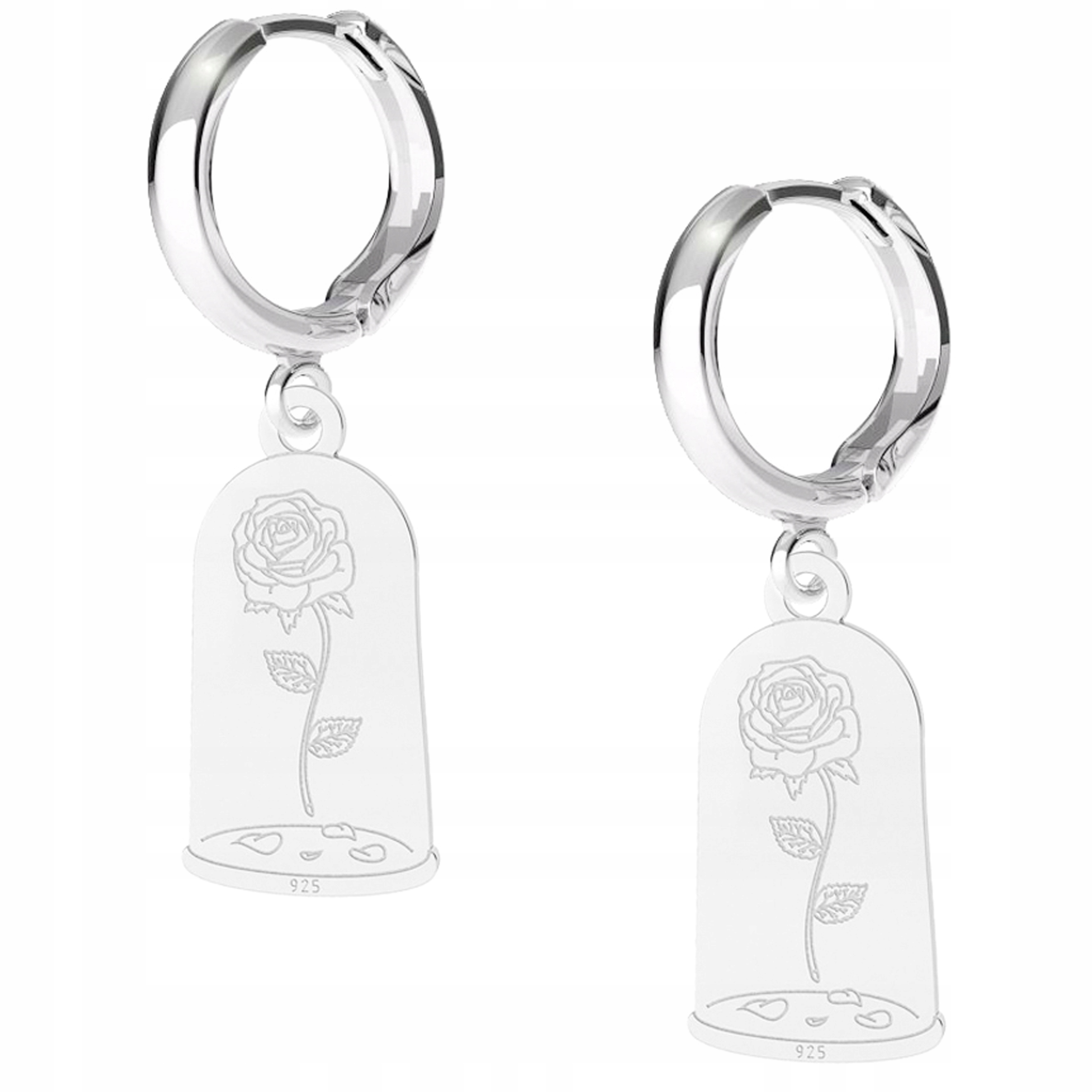 Stříbrné náušnice Růže pod sklem 925