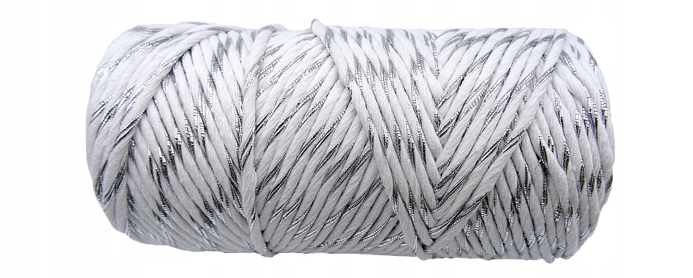 Sznurek 1,5mm Biały/srebrny bawełna 50m 14315
