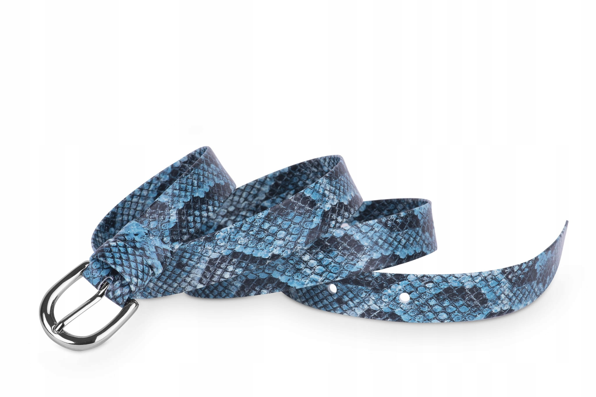 

Pasek damski klasyczny niebieskie łuski 2 cm