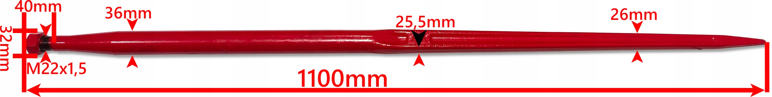 ZĄB ŁADOWACZA PROSTY 1100mm CHWYTAKA TUR +TULEJKA Producent części SM