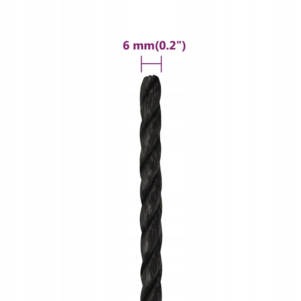 Linka robocza, czarna, 6 mm, 25 m, polipropylen Kod producenta 8720287132073