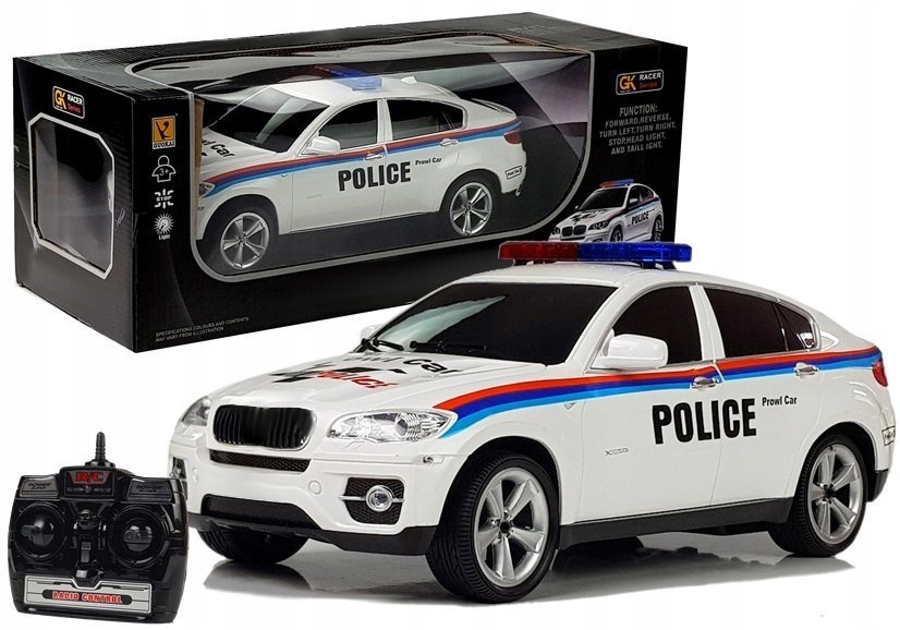 Auto zdalnie sterowane Policja Coupe R/c 1:14 białe dla dzieci 3+