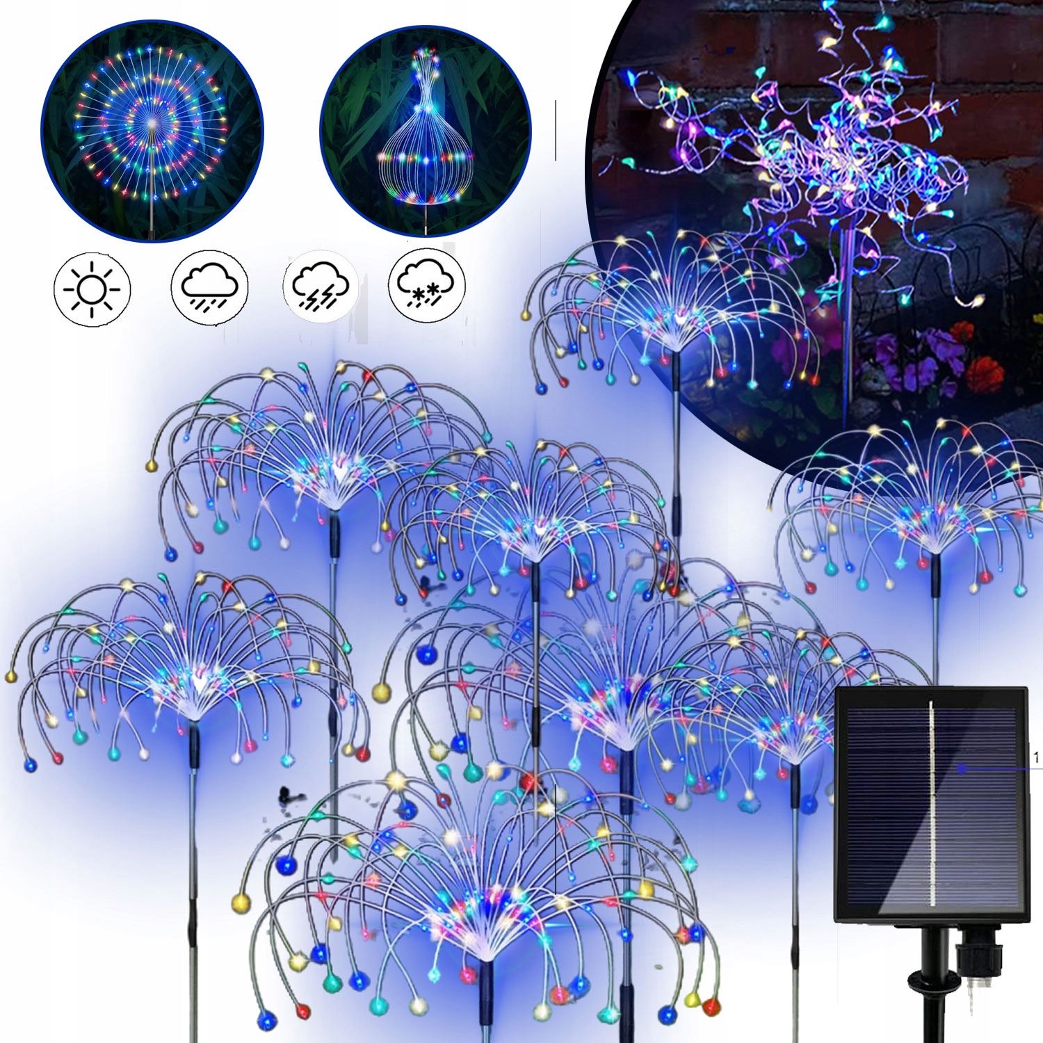 Světlo Solárních Ohňostrojů Sada 8 Ohňostroj Solární Lampy Pro Zahradu