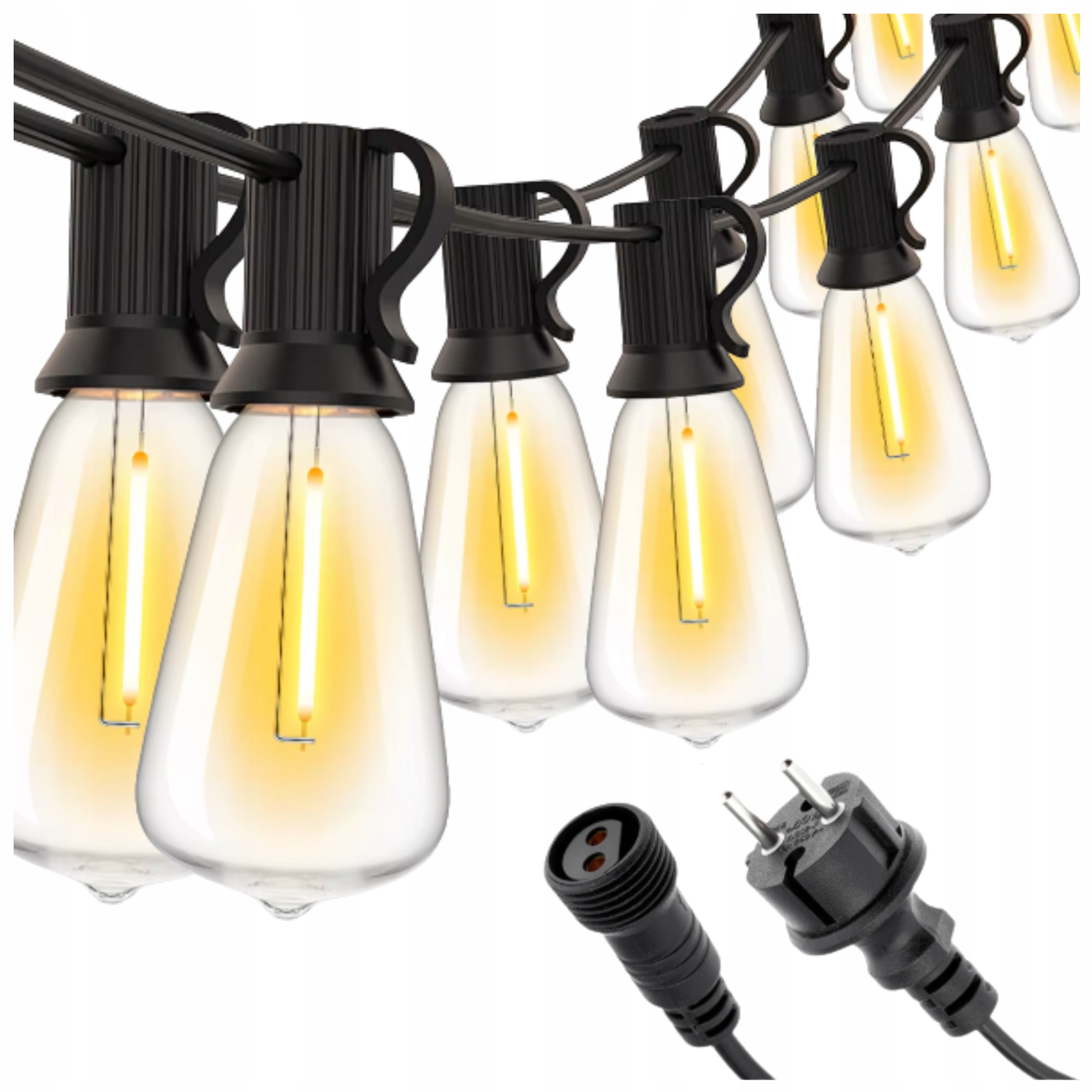 Zahradní světelná girlanda 20x Led žárovka Řetěz 12M Vodotěsný kabel