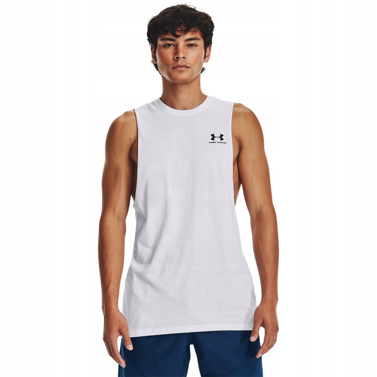 Męski top treningowy Under Armour Ua Left Chest Cut Off Tank Biały L