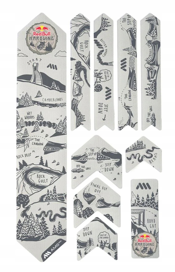 Naklejki na rower Ochrona Ramy Rowerowej Ams Red Bull Hardline Szare