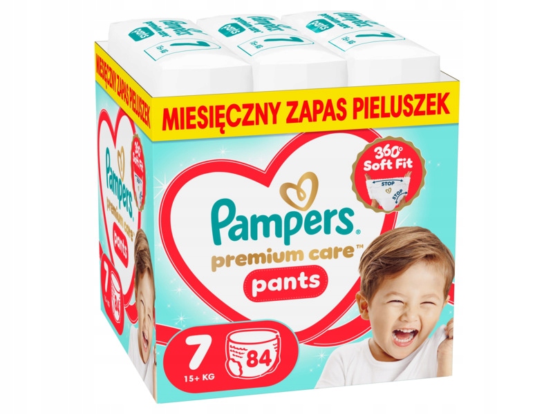Pampers Premium Care 7, 84 szt. 15+kg Pieluchomajtki Miesięczny zapas Plus