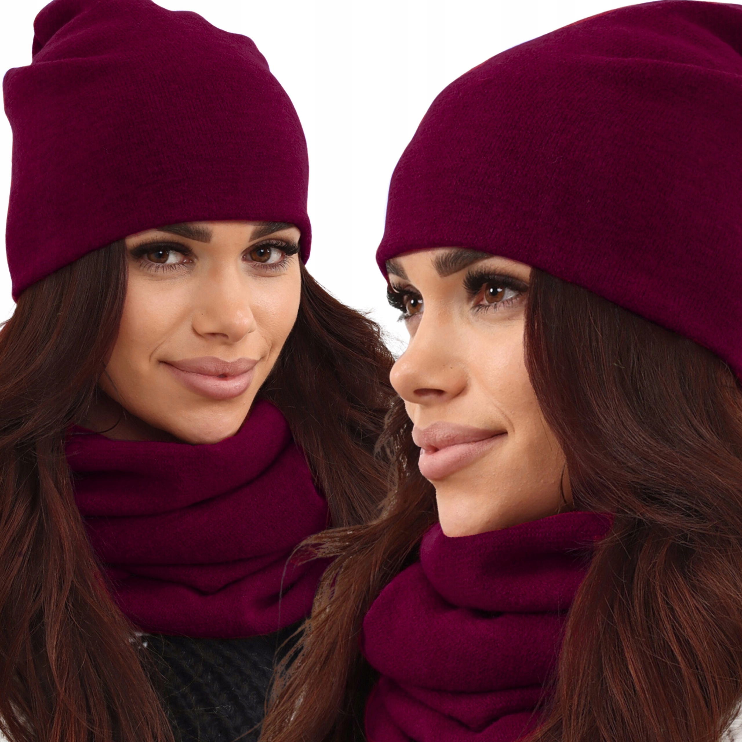 KOMPLET DAMSKI KOBIECY CZAPKA KOMIN ZESTAW DUŻY WEŁNA WIOSNA PL BAKŁAŻ 2468