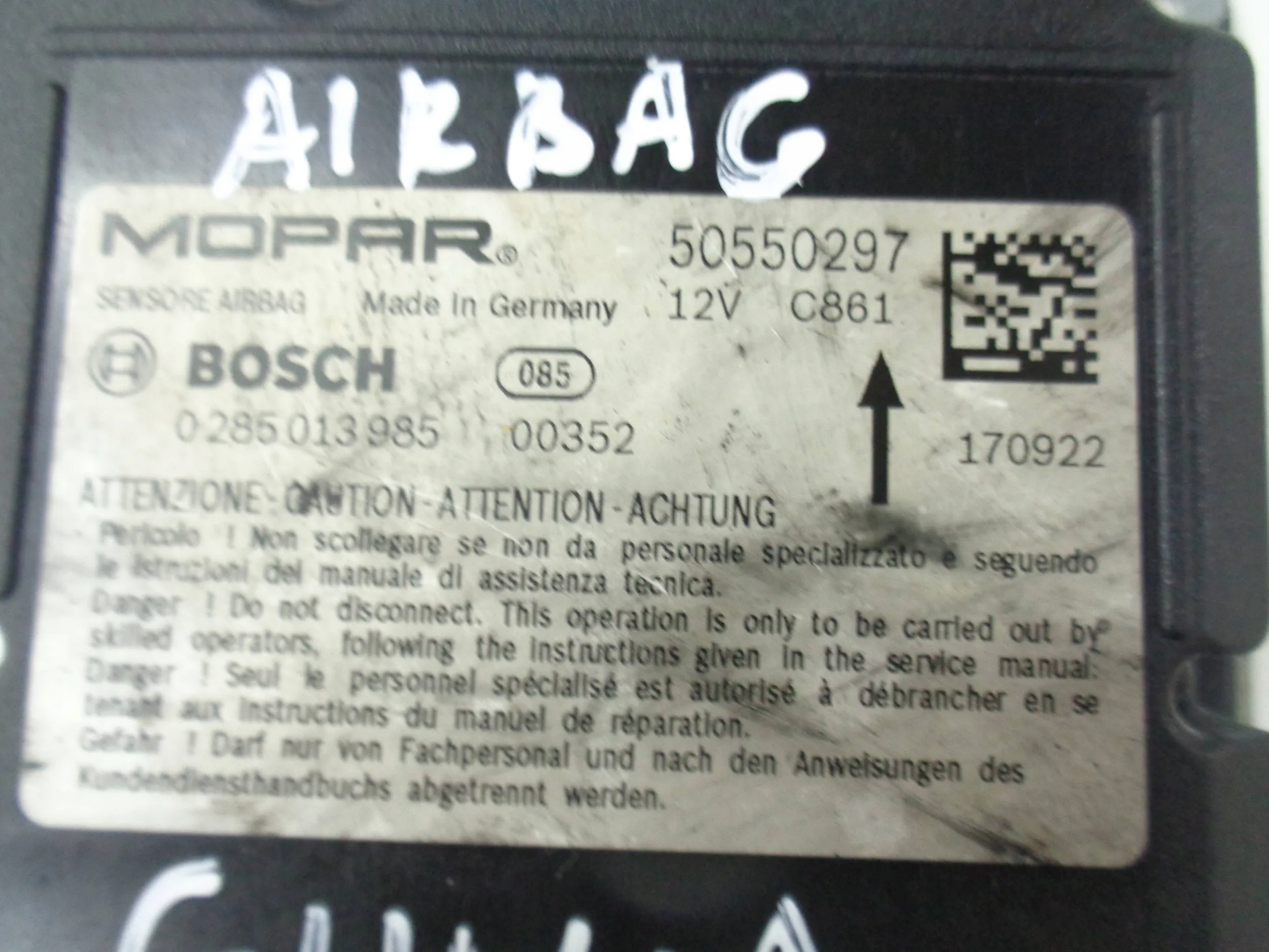 ALFA GIULIA SENSOR module airbag of the airbags 18R