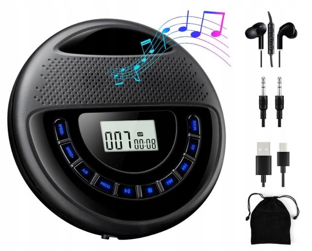 Přenosný CD přehrávač Gueray s vestavěnými reproduktory a baterií 1400 mAh