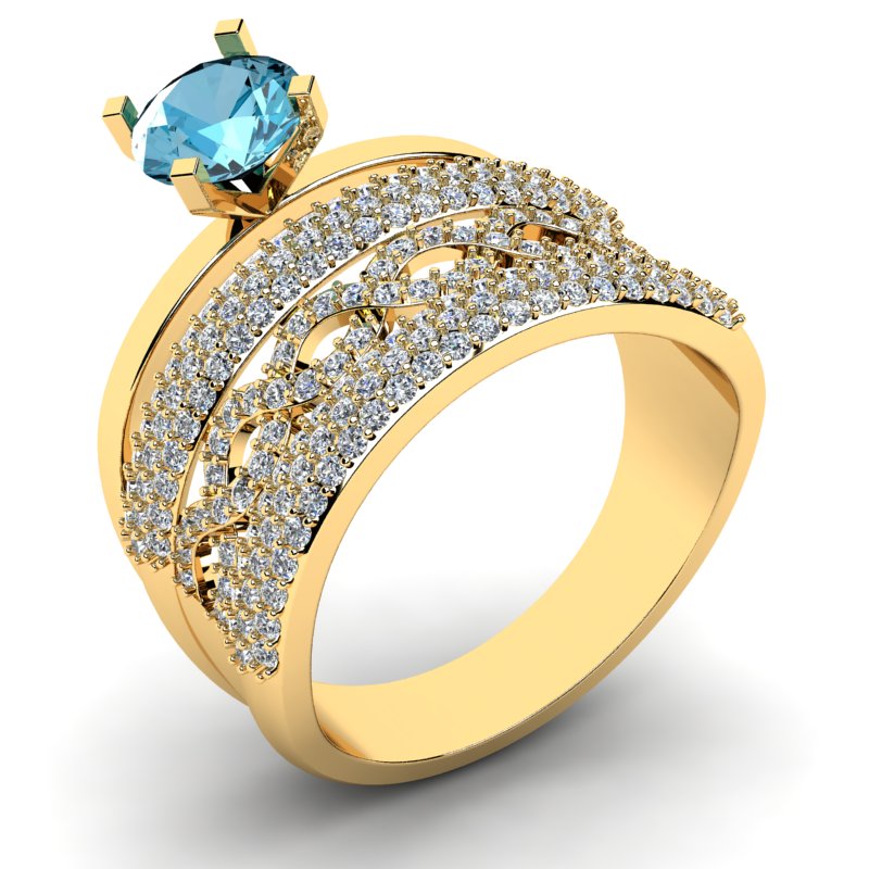 

Pierścionek Złoty Infinity Z Niebieską Cyrkonią