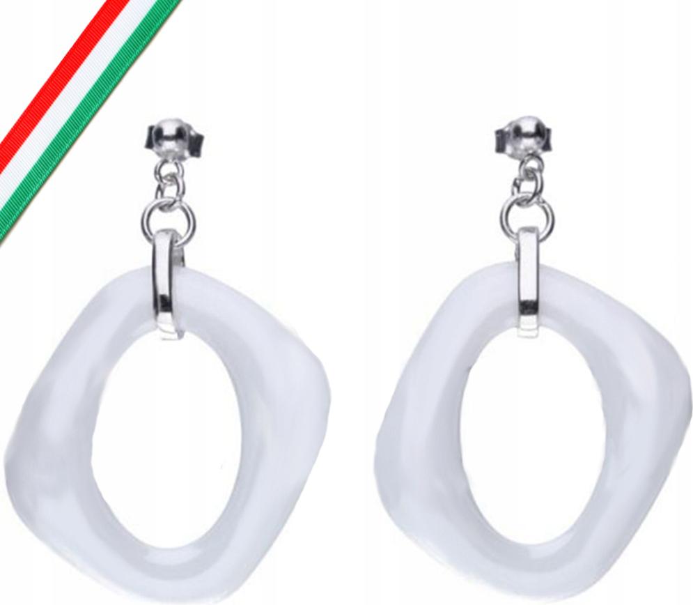 Stříbrné náušnice 925 závěsná keramická tyčinka, elegantní, jedinečné šroubky