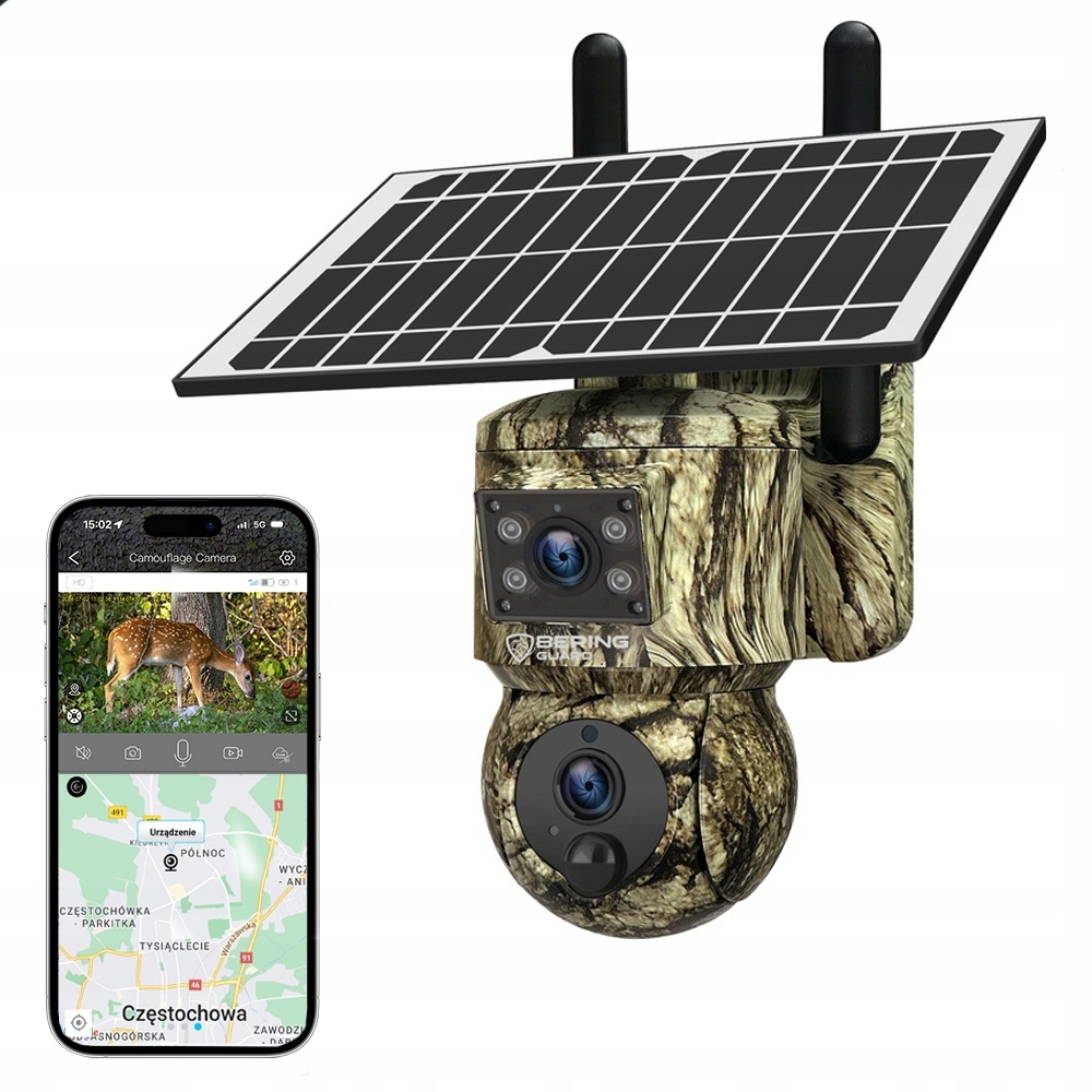 Fotopast Gps Gsm Dvojitá lesní kamera Otočná Solar Živý náhled