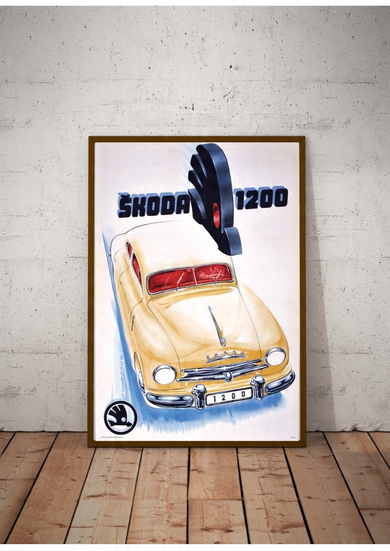 

Stary Plakat Skoda 1200 1950r. 70x50cm