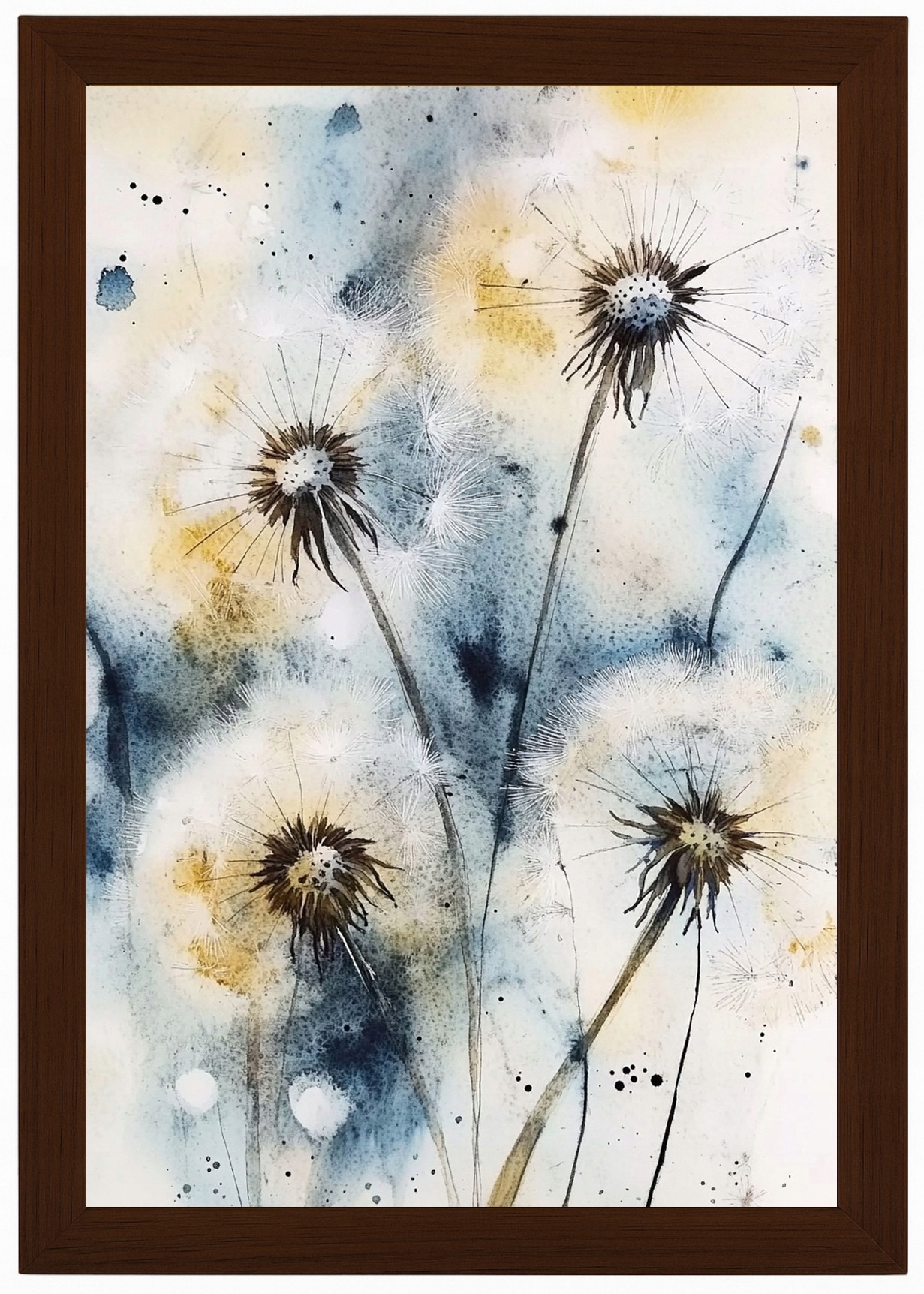 Plakát Rámeček Dřevěný Akvarel Příroda Jarní Květiny Pampeliška 40x60