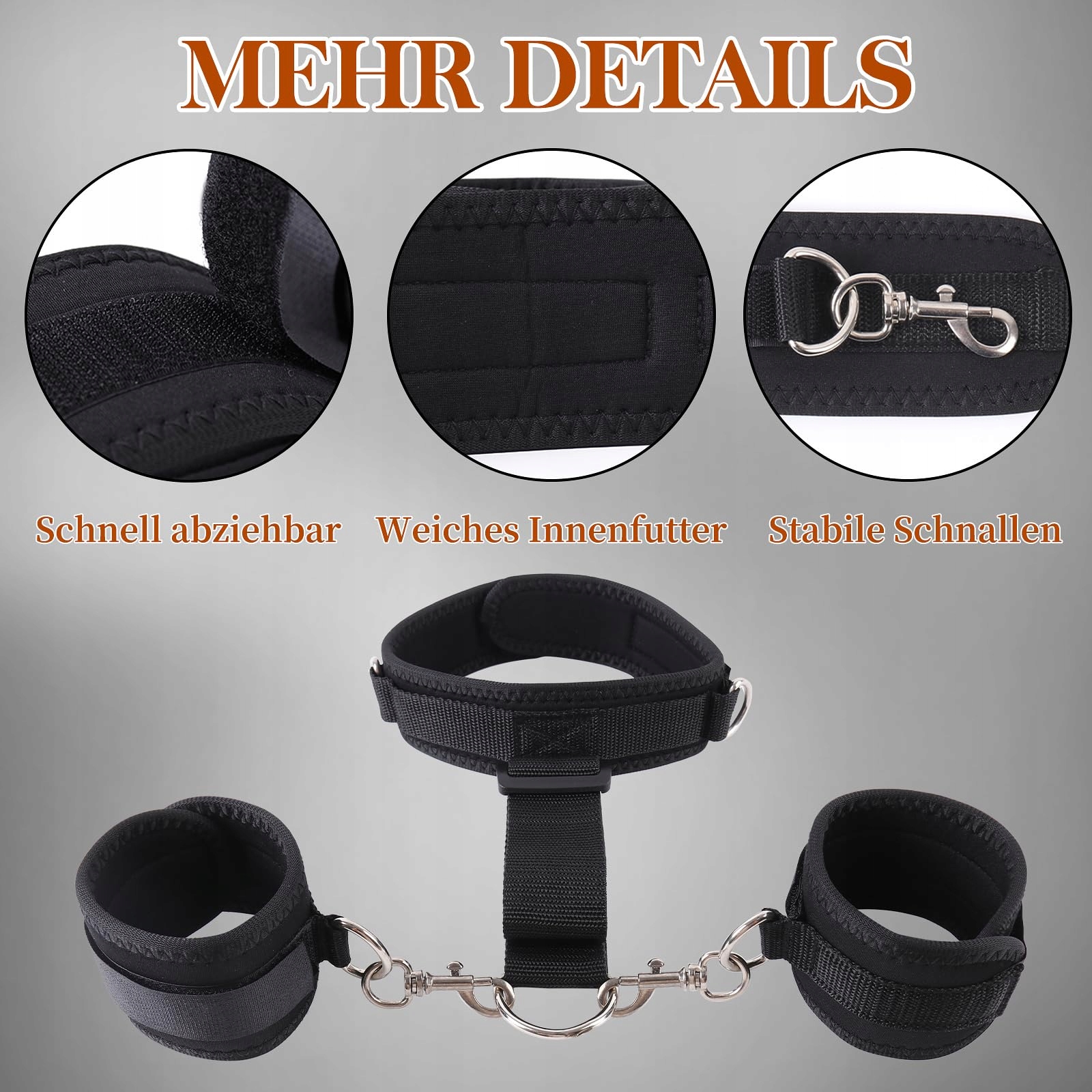 BDSM Zestaw Bondage Dla Par Kajdanki Obroża Regulowane Akcesoria Fetysz — miniatura 3