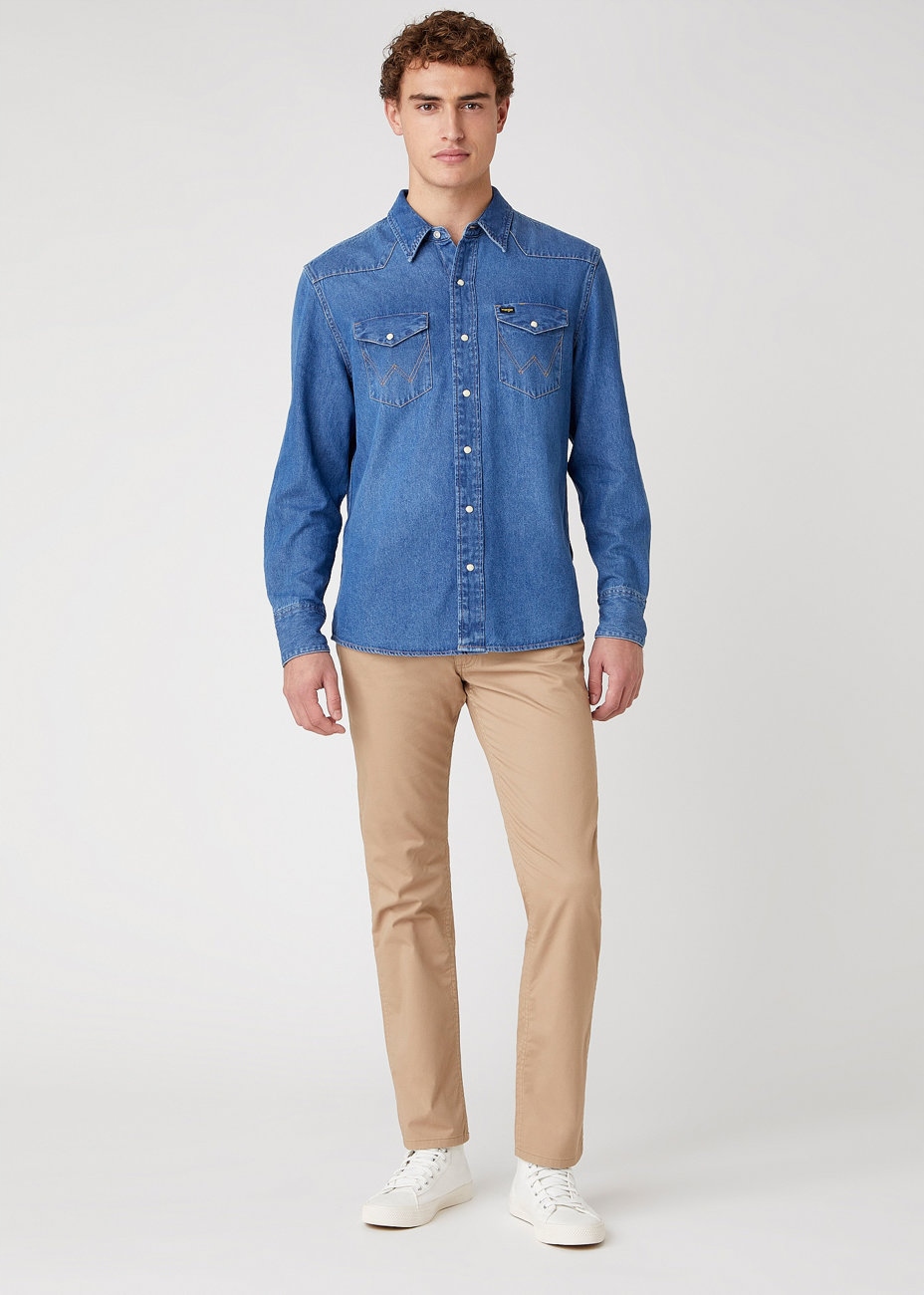 WRANGLER 27MW MĘSKA KOSZULA JEANSOWA LOGO NAPY M Płeć mężczyzna