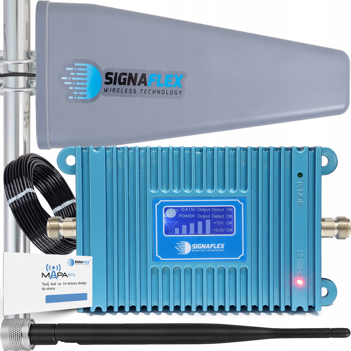 Sada Zosilňovač Gsm Blue LCD GSM980 T2 23dBi 10 m