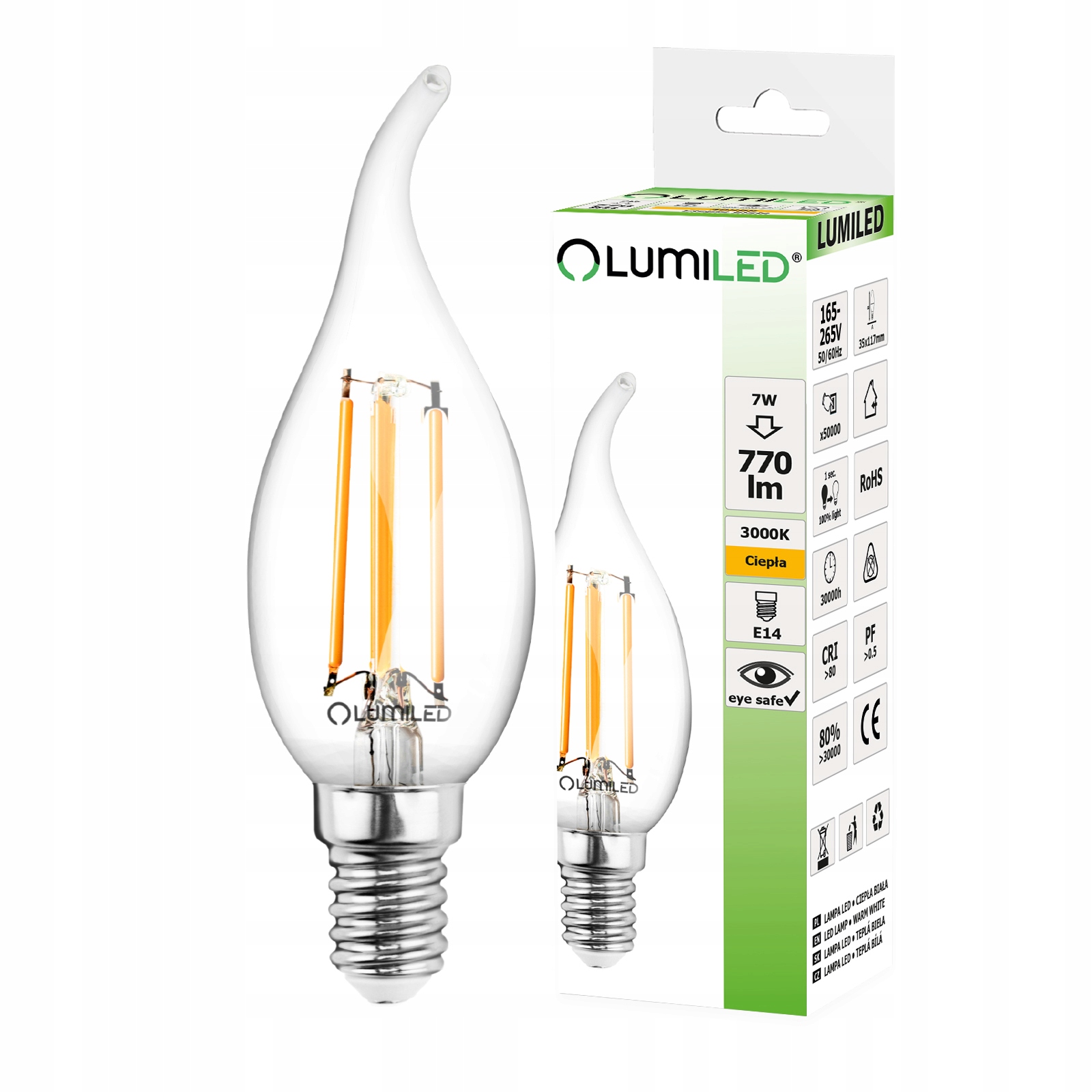 

Żarówka Led Płomyk E14 7W Ciepła Ozdobna Świeca