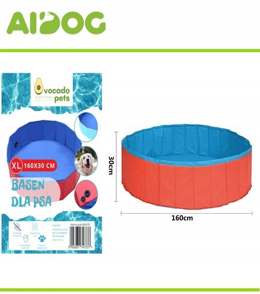 Levně Bazén pro psa 160 cm modro-červený, ideální na léto