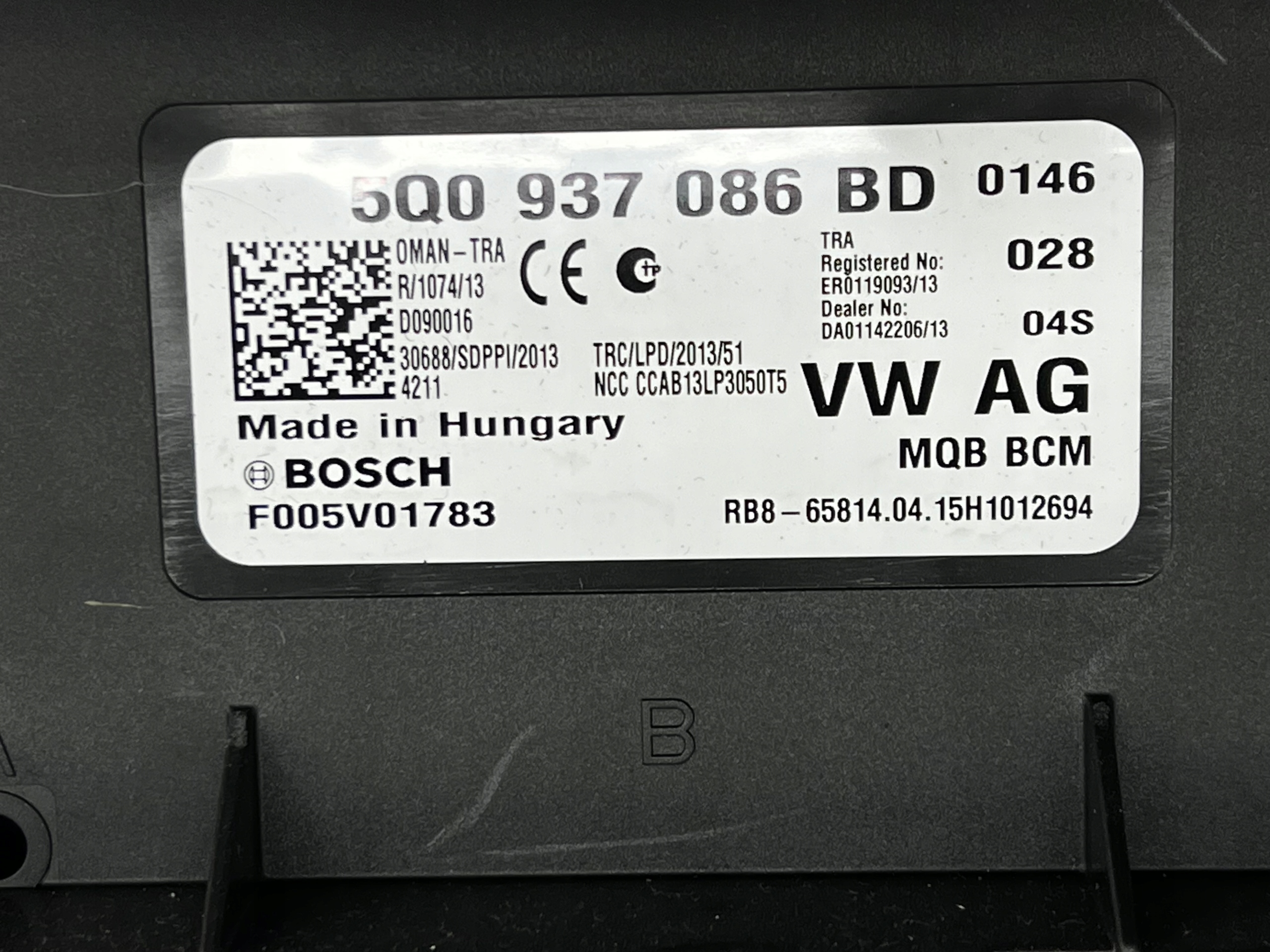 control unit comfort control unit VW PASSAT B8 5Q0937086BD