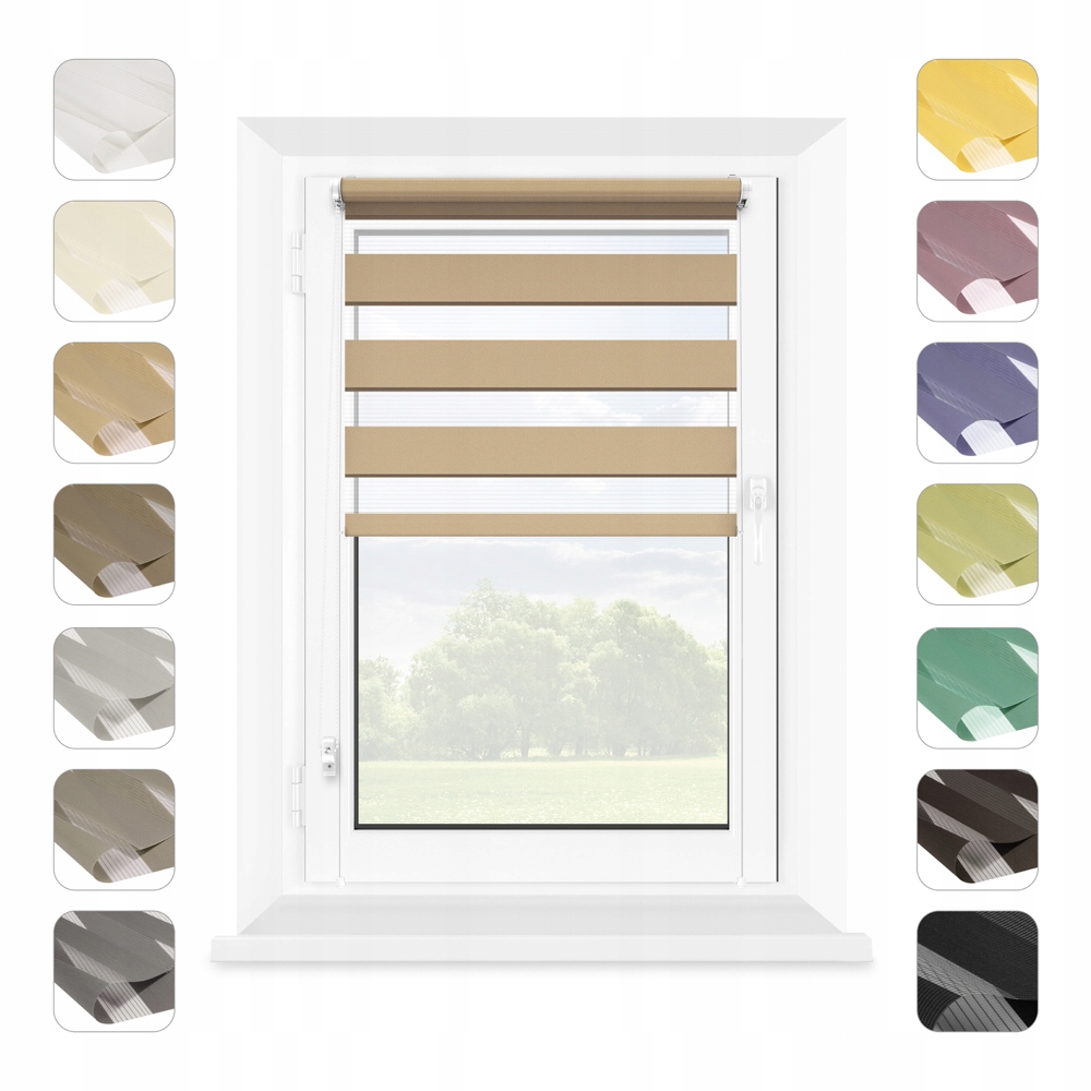 ROLETA NOC DZIEŃ 63,5X140CM WYMIAR BEŻOWY Kolor beżowy