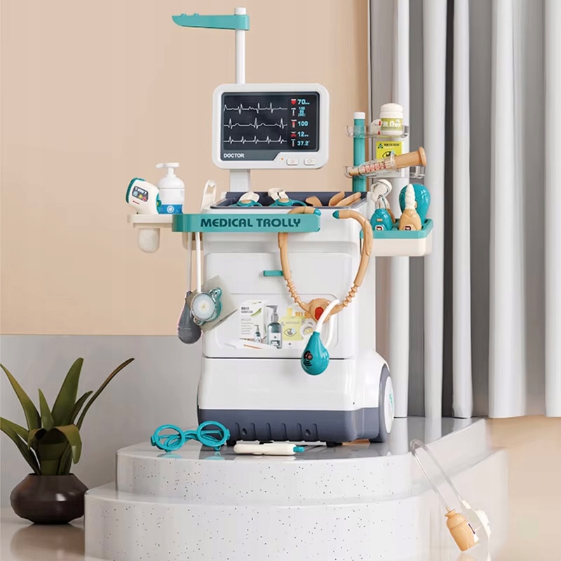 Zestaw małego lekarza doktor wózek ekg interaktywny dla dzieci XXL 26 el. Certyfikaty, opinie, atesty CE EN 71