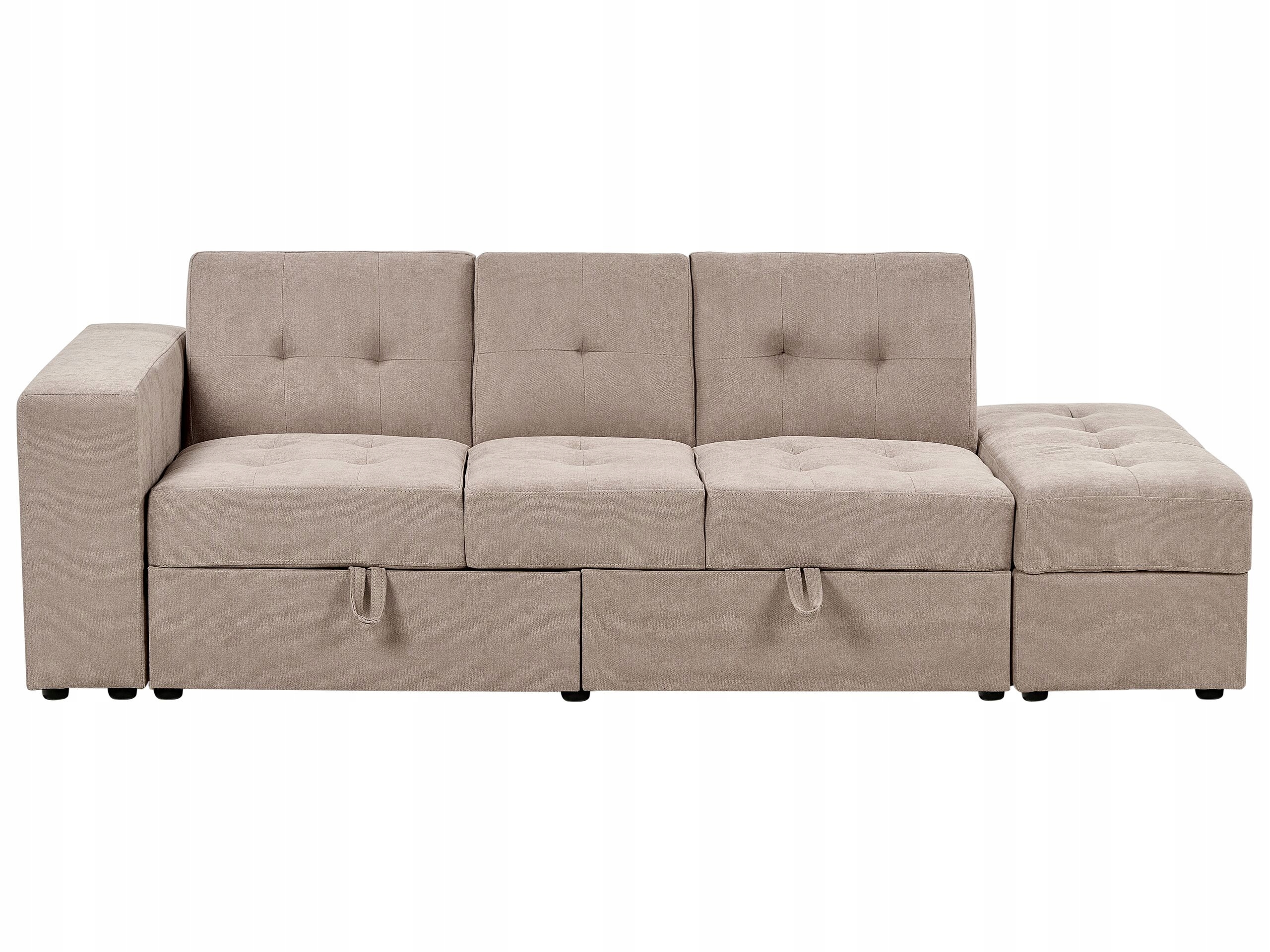 Sofa rozkładana funkcja spania brązowa