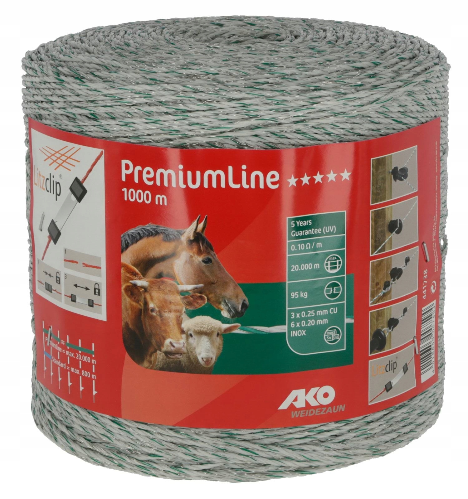 Pletená Plotová Linka Premium Line 1000 m Bílo Zelená Ako