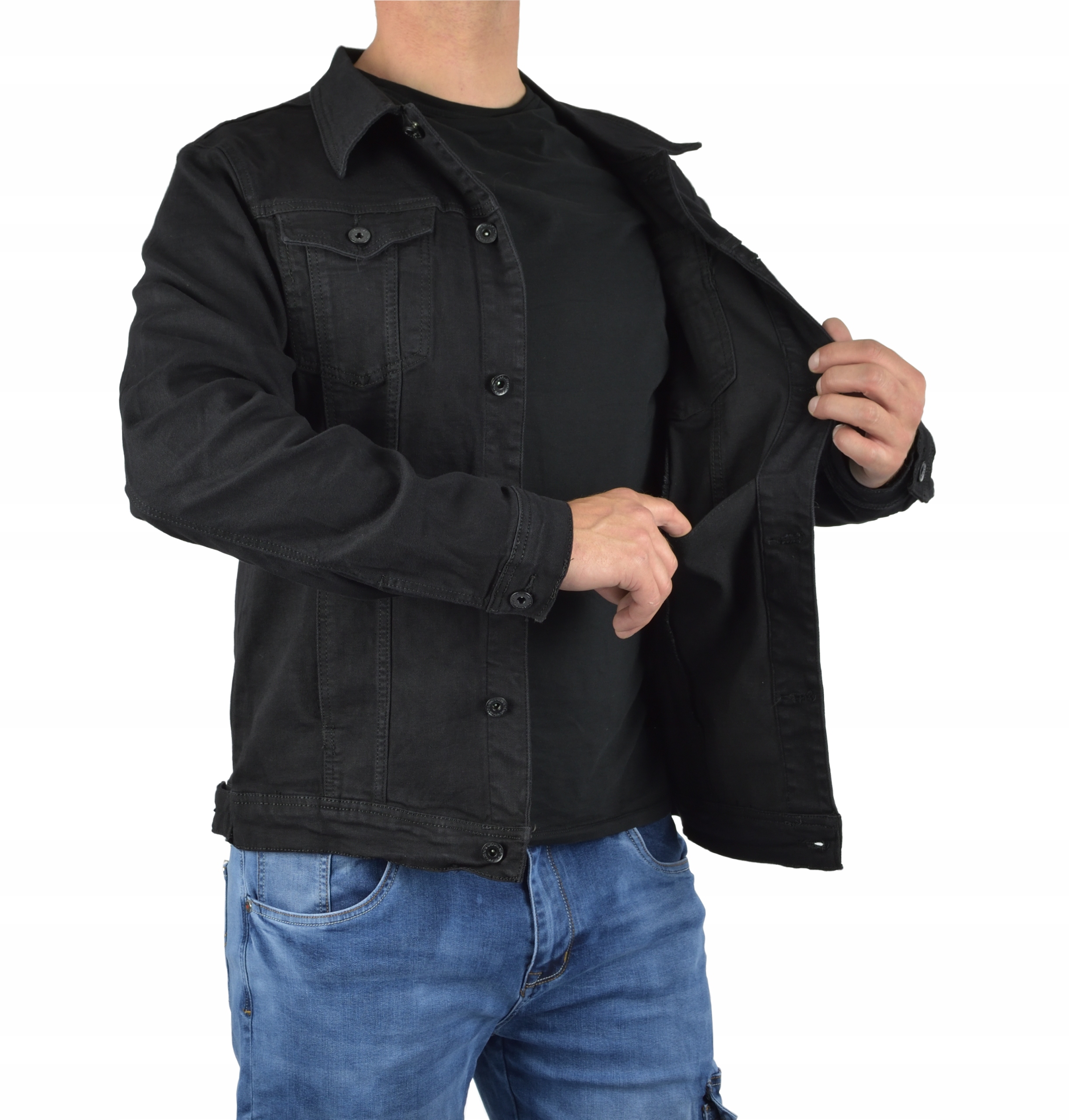 KATANA JEANSOWA CZARNA KURTKA MĘSKA VIMAN L Model TL-21