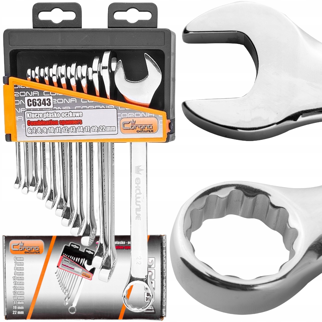 Klucze Płasko Oczkowe 6-22 mm 12 Elementów Solidne Zestaw Richmann C6343