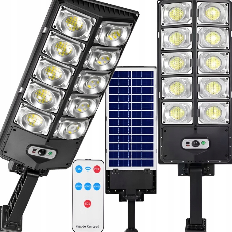 Lampa Solarna Uliczna 1000W Led z Czujnikiem Ruchu i Pilotem