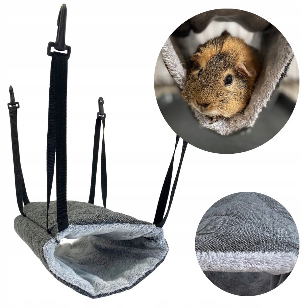 Pelíšek tunel pro morče na kávu, závěsná houpací síť pro hlodavce šedá