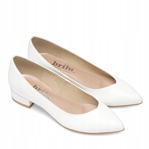 Brilu Polskie Ślubne Klasyczne Balerinki Ophelia Białe 39