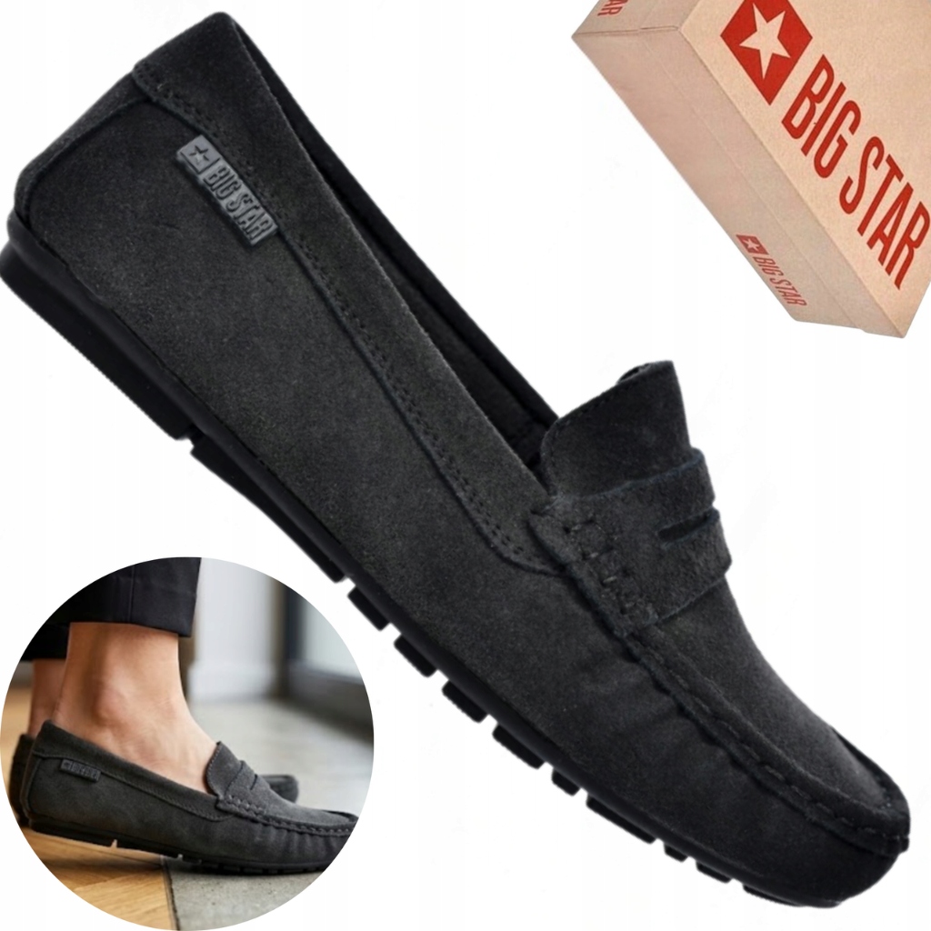 Buty damskie Big Star RR274948 czarne mokasyny zamszowe