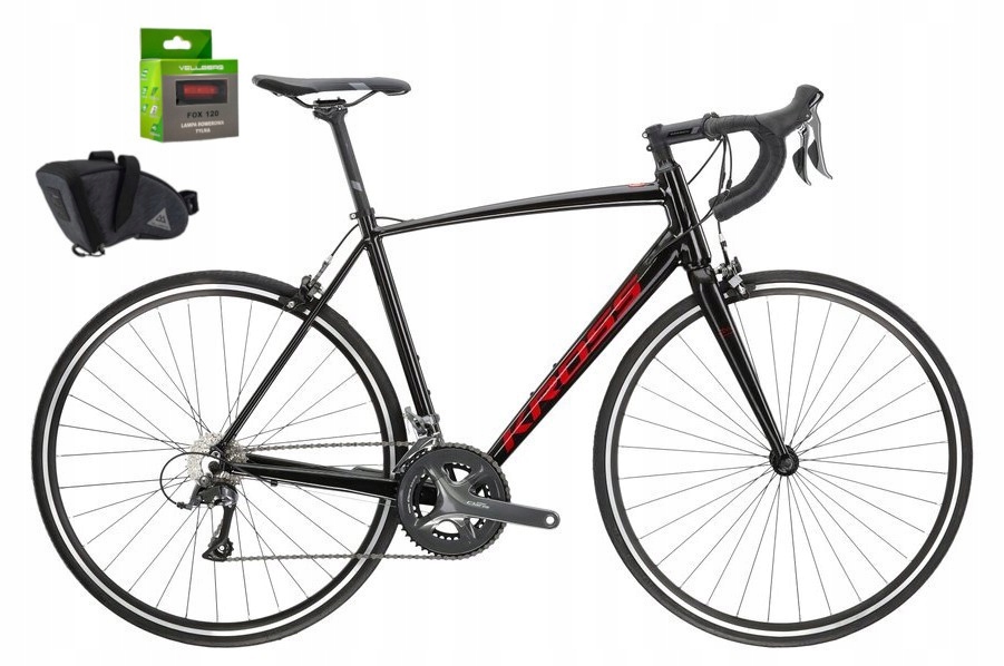 Rower 28 Kross Vento 2.0 M Czarno-czerwony 2023 sakwa lampka