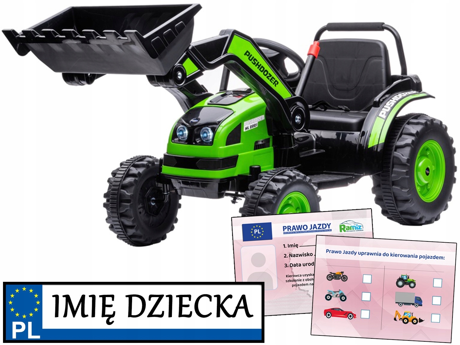 Traktor z ruchomą łyżką Koparka Na Akumulator dla dziecka Pilot 2,4 GHz