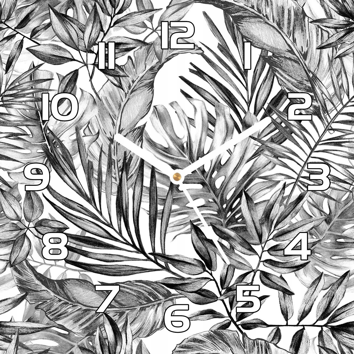 

Ładny zegar na szkle Szkicowana monstera 30x30 cm