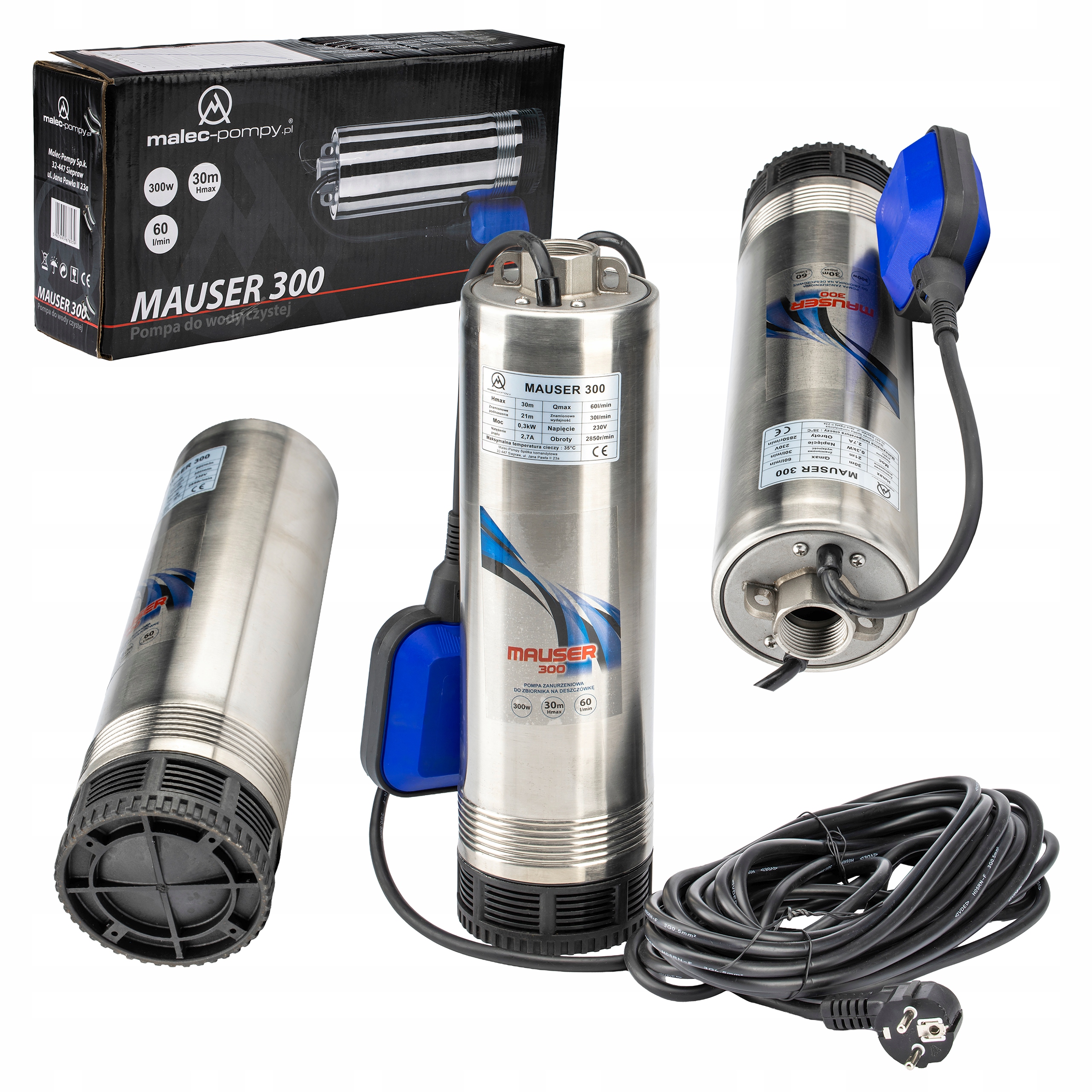 Pompa Zatapialna Mauser 300, 230V 300W Z Pływakiem Do Mausera Zbiornika