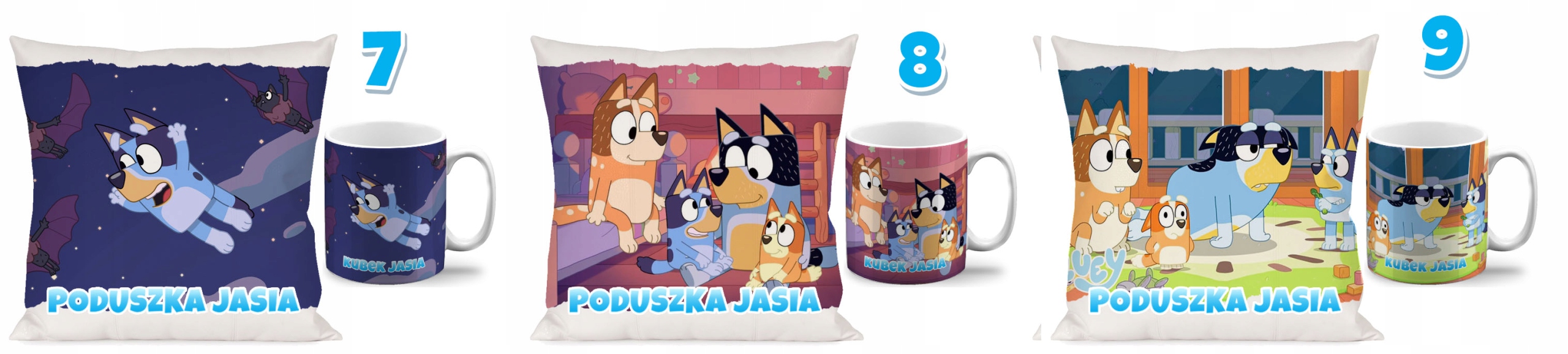 ZESTAW KUBEK + PODUSZKA Blue BLUEY + IMIĘ 40 N8 EAN (GTIN) 5905090423409