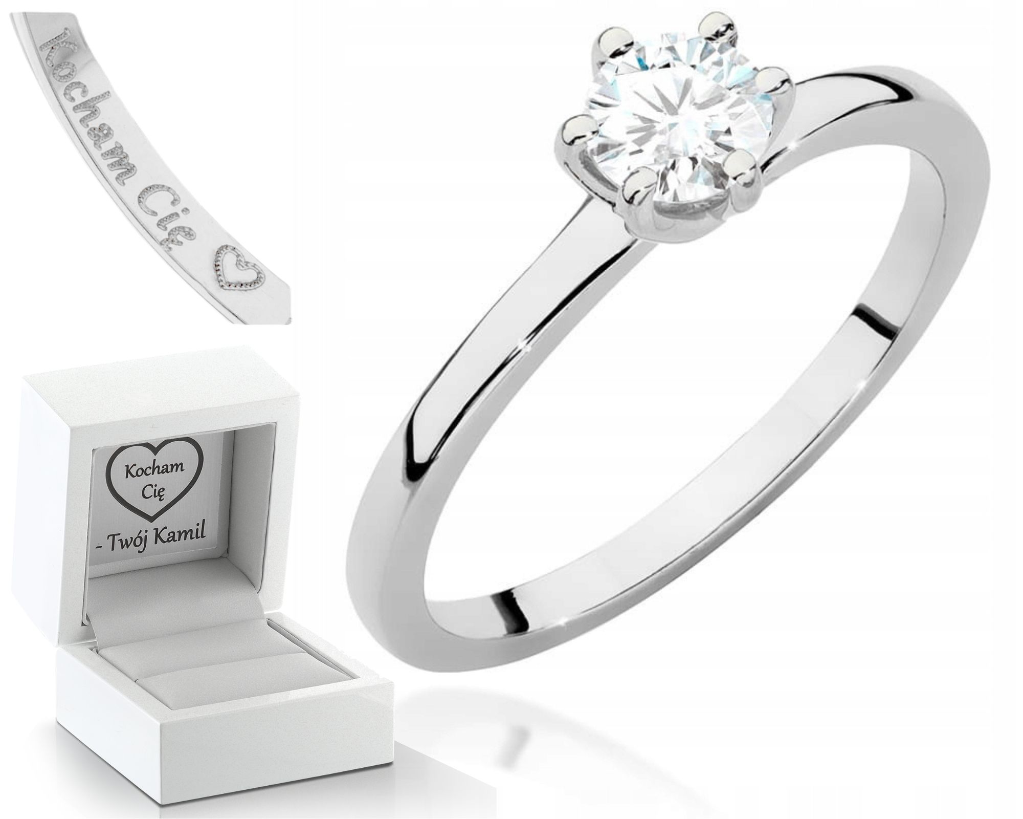 Bílé Zlato Prstýnek S Briliantem 585 Gravírování Bonus
