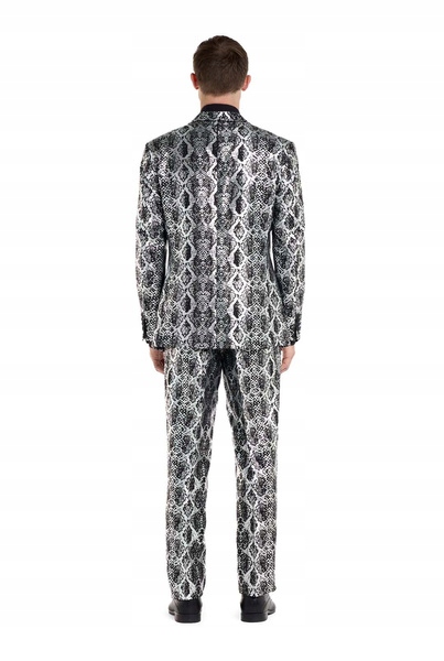 Kostým Pánský Stříbrný Hadí Kůže Opposuits Deluxe Slim Fit 56