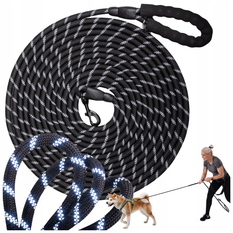 Vodítko Tréninková Lano Dlouhá Reflexní Silná 10 M Pro Velkého Psa